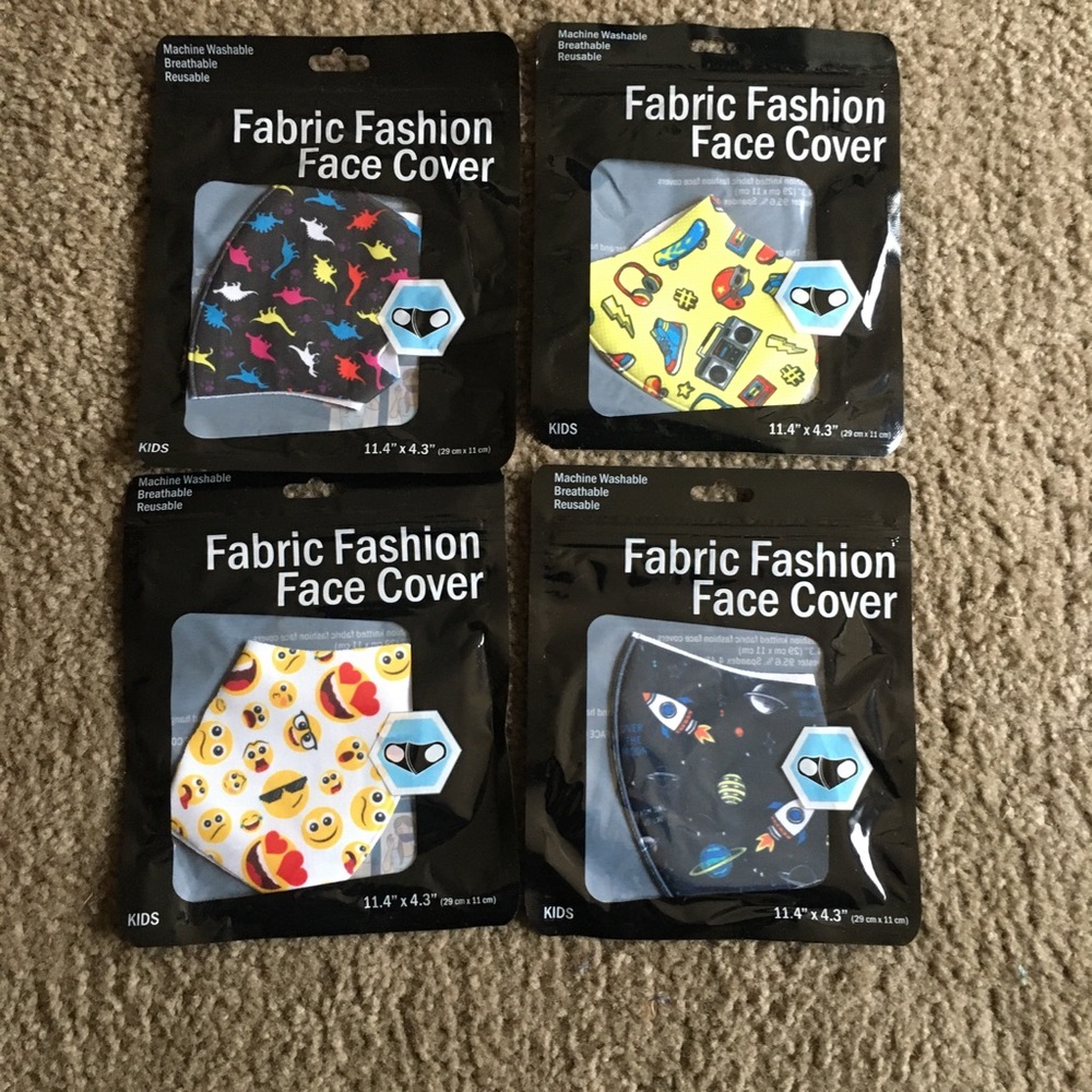 KIDS WASHABLE FUN PRINT MASK 4PC